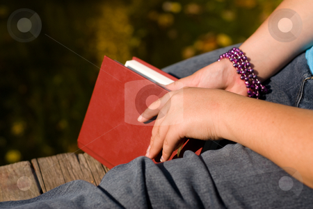 To use this stock image in your creative project, please select the size you need over to the right and click the "Add to Cart" button.
Your downloaded image will come with the Cutcaster watermark removed so don’t worry about the watermark you see on this page. Quiet Time stock photo, Closeup of a book and a girls leg, symbolizing quiet and relaxation by Richard Nelson