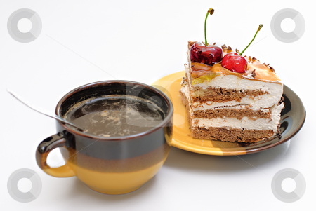 To use this stock image in your creative project, please select the size you need over to the right and click the "Add to Cart" button.
Your downloaded image will come with the Cutcaster watermark removed so don’t worry about the watermark you see on this page. Coffee and cake stock photo, Coffee and cake on white background by Vadim Maier
