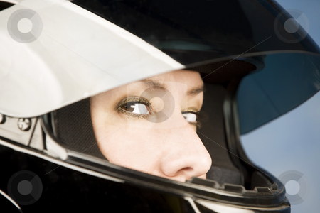 To use this stock image in your creative project, please select the size you need over to the right and click the "Add to Cart" button.
Your downloaded image will come with the Cutcaster watermark removed so don’t worry about the watermark you see on this page. Hispanic woman with a motrcycle helmet stock photo, Hispanic woman wearing a black motrcycle helmet by Scott Griessel