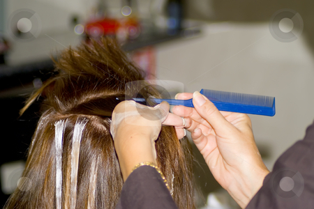 To use this stock image in your creative project, please select the size you need over to the right and click the "Add to Cart" button.
Your downloaded image will come with the Cutcaster watermark removed so don’t worry about the watermark you see on this page. Hairdresser cutting hair stock photo, Hairdresser coloring hair. by Serge VILLA
