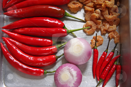 To use this stock image in your creative project, please select the size you need over to the right and click the "Add to Cart" button.
Your downloaded image will come with the Cutcaster watermark removed so don’t worry about the watermark you see on this page. Asian ingredients stock photo, Fresh asian cooking ingredients chillis dried prawns and onions by Kheng Guan Toh