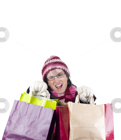 To use this stock image in your creative project, please select the size you need over to the right and click the "Add to Cart" button.
Your downloaded image will come with the Cutcaster watermark removed so don’t worry about the watermark you see on this page. Shopping woman stock photo, Consumerist Christmas girl with bags in a shopping day by Ivan Montero