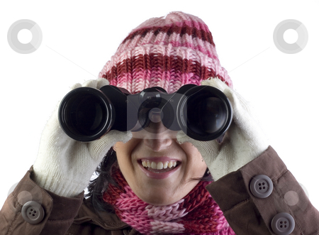 To use this stock image in your creative project, please select the size you need over to the right and click the "Add to Cart" button.
Your downloaded image will come with the Cutcaster watermark removed so don’t worry about the watermark you see on this page. Girl peering through binoculars stock photo, Woman holding and looking through binoculars by Ivan Montero