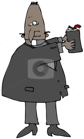 To use this stock image in your creative project, please select the size you need over to the right and click the "Add to Cart" button.
Your downloaded image will come with the Cutcaster watermark removed so don’t worry about the watermark you see on this page. Preacher With A Bible stock photo, This illustration depicts a black priest holding up a bible. by Dennis Cox