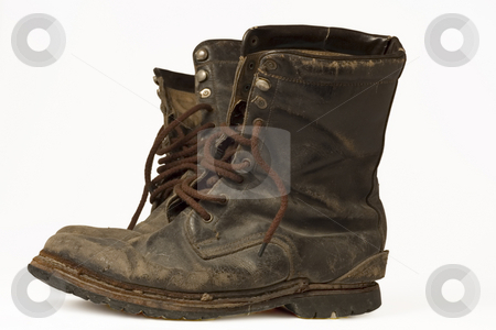 To use this stock image in your creative project, please select the size you need over to the right and click the "Add to Cart" button.
Your downloaded image will come with the Cutcaster watermark removed so don’t worry about the watermark you see on this page. Old Leather Boots stock photo, A pair of old leather boots, well worn, dirty, and isolated on white by Lee Torrens