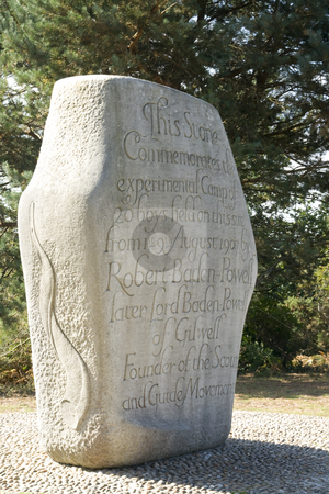 To use this stock image in your creative project, please select the size you need over to the right and click the "Add to Cart" button.
Your downloaded image will come with the Cutcaster watermark removed so don’t worry about the watermark you see on this page. Commemorative Stone for first Scout Camp stock photo, Commemorative Stone for the first scout camp organised by the founder of the Boy Scout movement Lord Robert Baden Powell on Brownsea Island,Dorset,England in August 1907. EDITORIAL USE ONLY by Chris Pole