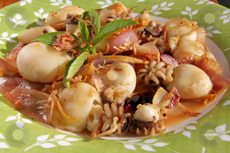 To use this stock image in your creative project, please select the size you need over to the right and click the "Add to Cart" button.
Your downloaded image will come with the Cutcaster watermark removed so don’t worry about the watermark you see on this page. Spicy squid stock photo, Spicy squid traditional thai cuisine seafood dish by Kheng Guan Toh