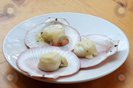 To use this stock image in your creative project, please select the size you need over to the right and click the "Add to Cart" button.
Your downloaded image will come with the Cutcaster watermark removed so don’t worry about the watermark you see on this page. Baked scallops stock photo, Baked scallops with cheese cooked shellfish in shell by Kheng Guan Toh