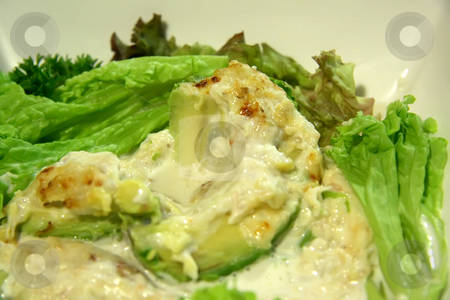 To use this stock image in your creative project, please select the size you need over to the right and click the "Add to Cart" button.
Your downloaded image will come with the Cutcaster watermark removed so don’t worry about the watermark you see on this page. Avocado crab salad stock photo, Avocado and crab salad with leafy vegetables on white plate by Kheng Guan Toh