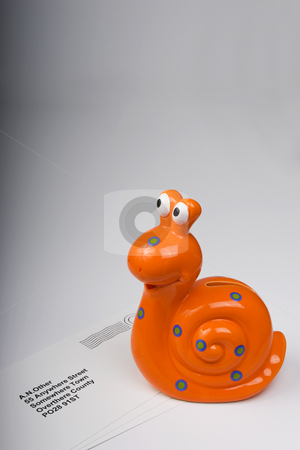To use this stock image in your creative project, please select the size you need over to the right and click the "Add to Cart" button.
Your downloaded image will come with the Cutcaster watermark removed so don’t worry about the watermark you see on this page. Snail Mail 5 stock photo, Orange snail carrying letters to destination. by Steve Smith
