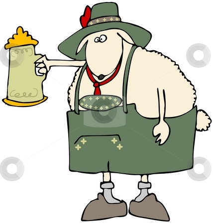 To use this stock image in your creative project, please select the size you need over to the right and click the "Add to Cart" button.
Your downloaded image will come with the Cutcaster watermark removed so don’t worry about the watermark you see on this page. Oktoberfest Sheep stock photo, This illustration depicts a sheep dressed in traditional Bavarian attire and holding a beer stein. by Dennis Cox