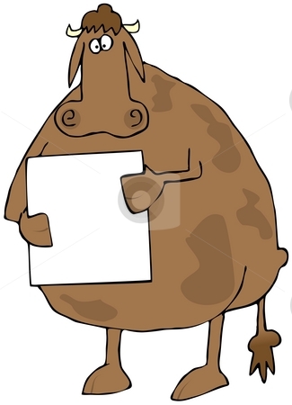 To use this stock image in your creative project, please select the size you need over to the right and click the "Add to Cart" button.
Your downloaded image will come with the Cutcaster watermark removed so don’t worry about the watermark you see on this page. Cow Holding A Sign stock photo, This illustration depicts a cow holding a blank, white sign. by Dennis Cox