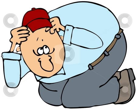 To use this stock image in your creative project, please select the size you need over to the right and click the "Add to Cart" button.
Your downloaded image will come with the Cutcaster watermark removed so don’t worry about the watermark you see on this page. Man Taking Cover stock photo, This illustration depicts a man in a cowering position. by Dennis Cox