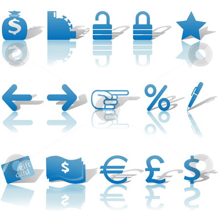 To use this stock image in your creative project, please select the size you need over to the right and click the "Add to Cart" button.
Your downloaded image will come with the Cutcaster watermark removed so don’t worry about the watermark you see on this page. Finance Money Website Navigation Icons Reflections Shadows Set B stock vector clipart, A set of Finance, Money, and Website Navigation icons for internet business and communications, with reflections and shadows. by Michael Brown