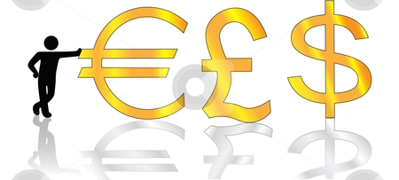 gold symbol stock of Euro Symbol on Leans Pound Dollar Gold Person Symbols Shiny stock