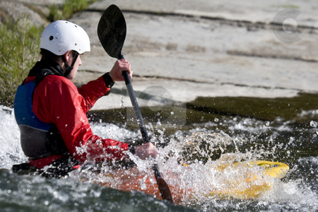 To use this stock image in your creative project, please select the size you need over to the right and click the "Add to Cart" button.
Your downloaded image will come with the Cutcaster watermark removed so don’t worry about the watermark you see on this page. Whitewater kayaker surfing on a wave stock photo, A whitewater kayaker surfing on a wave by Mark Yuill
