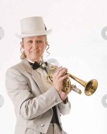 To use this stock image in your creative project, please select the size you need over to the right and click the "Add to Cart" button.
Your downloaded image will come with the Cutcaster watermark removed so don’t worry about the watermark you see on this page. Woman trumpet player stock photo, A woman in a tuxedo poses with her trumpet by RCarner Photography