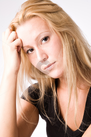 To use this stock image in your creative project, please select the size you need over to the right and click the "Add to Cart" button.
Your downloaded image will come with the Cutcaster watermark removed so don’t worry about the watermark you see on this page. Portrait of a Young blond girl made in the studio stock photo, Studio portrait of a young blond girl looking pensive by Frenk and Danielle Kaufmann