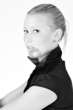 To use this stock image in your creative project, please select the size you need over to the right and click the "Add to Cart" button.
Your downloaded image will come with the Cutcaster watermark removed so don’t worry about the watermark you see on this page. Portrait of a attentive young blond girl stock photo, Studio portrait of a young blond girl paying attention by Frenk and Danielle Kaufmann