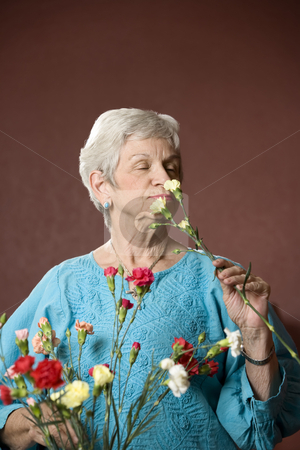 To use this stock image in your creative project, please select the size you need over to the right and click the "Add to Cart" button.
Your downloaded image will come with the Cutcaster watermark removed so don’t worry about the watermark you see on this page. Woman with flowers stock photo, Senior woman at home with colorful flowers by Scott Griessel