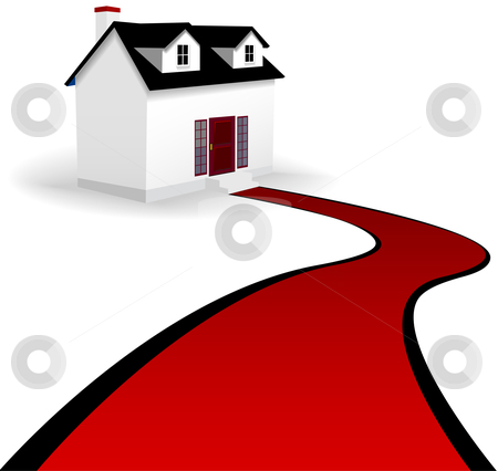 To use this stock image in your creative project, please select the size you need over to the right and click the "Add to Cart" button.
Your downloaded image will come with the Cutcaster watermark removed so don’t worry about the watermark you see on this page. Home with Red Carpet Driveway to the House stock vector clipart, A home with two dormer windows and a winding red carpet driveway to the steps of the house. On white. by Michael Brown