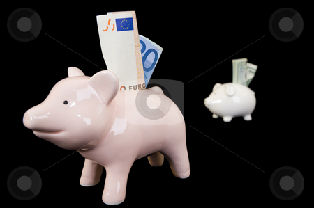 To use this stock image in your creative project, please select the size you need over to the right and click the "Add to Cart" button.
Your downloaded image will come with the Cutcaster watermark removed so don’t worry about the watermark you see on this page. Piggybank with various currency stock photo, Piggybank with various international currencies on a black background. Conceptual shot showing Euro, Dollar and Sterling, indicating the weakness of the Dollar. by Nicolaas Traut