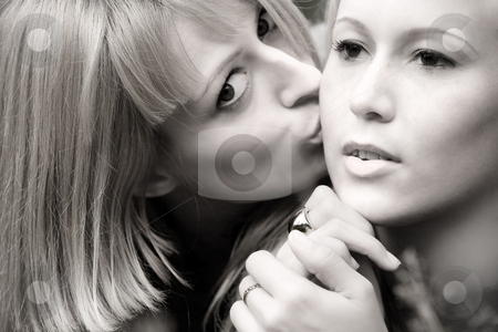 To use this stock image in your creative project, please select the size you need over to the right and click the "Add to Cart" button.
Your downloaded image will come with the Cutcaster watermark removed so don’t worry about the watermark you see on this page. Sisterkiss stock photo, Two sisters in a park having fun by Frenk and Danielle Kaufmann
