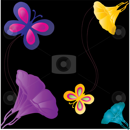 To use this stock image in your creative project, please select the size you need over to the right and click the "Add to Cart" button.
Your downloaded image will come with the Cutcaster watermark removed so don’t worry about the watermark you see on this page. Butterflies and flowers on black background stock photo, Gradient flowers and butterflies on a decorative black background by Michelle Bergkamp