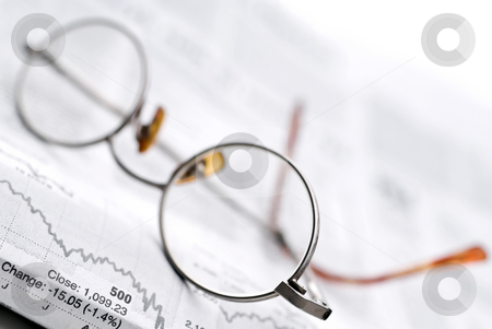 To use this stock image in your creative project, please select the size you need over to the right and click the "Add to Cart" button.
Your downloaded image will come with the Cutcaster watermark removed so don’t worry about the watermark you see on this page. Glasses on a newspaper stock report stock photo, Glasses on a newspaper stock report by Vince Clements