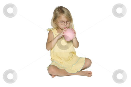 To use this stock image in your creative project, please select the size you need over to the right and click the "Add to Cart" button.
Your downloaded image will come with the Cutcaster watermark removed so don’t worry about the watermark you see on this page. Girl Blowing up Balloon stock photo, A young girl in a yellow dress sitting down and blowing up a pink balloon. Isolated on a white background by A Cotton Photo