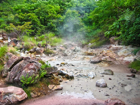 To use this stock image in your creative project, please select the size you need over to the right and click the "Add to Cart" button.
Your downloaded image will come with the Cutcaster watermark removed so don’t worry about the watermark you see on this page. Volcanic mud pool stock photo, Volcanic mud pool with bubbles in a green environment by Karin Claus