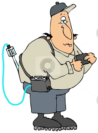To use this stock image in your creative project, please select the size you need over to the right and click the "Add to Cart" button.
Your downloaded image will come with the Cutcaster watermark removed so don’t worry about the watermark you see on this page. Gas Man stock photo, This illustration depicts a worker looking at a pager with a gas detector hanging over his shoulder. by Dennis Cox