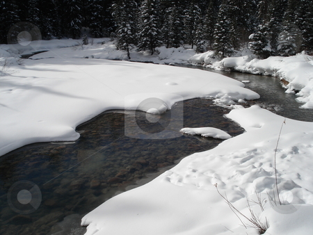 To use this stock image in your creative project, please select the size you need over to the right and click the "Add to Cart" button.
Your downloaded image will come with the Cutcaster watermark removed so don’t worry about the watermark you see on this page. Snowy Colorado Stream stock photo, A stream works its way through the snow and ice in Colorado in winter. by Ben O'Neal