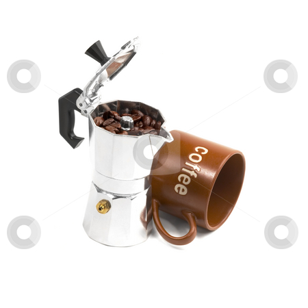 To use this stock image in your creative project, please select the size you need over to the right and click the "Add to Cart" button.
Your downloaded image will come with the Cutcaster watermark removed so don’t worry about the watermark you see on this page. Mocha coffee machine and cup stock photo, Mocha coffee machine and cup isolated on white background by Francesco Perre