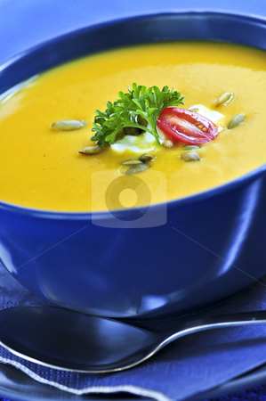 To use this stock image in your creative project, please select the size you need over to the right and click the "Add to Cart" button.
Your downloaded image will come with the Cutcaster watermark removed so don’t worry about the watermark you see on this page. Pumpkin or squash soup stock photo, Pumpkin or squash soup in a bowl by Elena Elisseeva