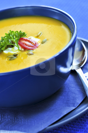 To use this stock image in your creative project, please select the size you need over to the right and click the "Add to Cart" button.
Your downloaded image will come with the Cutcaster watermark removed so don’t worry about the watermark you see on this page. Pumpkin or squash soup stock photo, Pumpkin or squash soup in a bowl by Elena Elisseeva