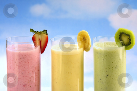 To use this stock image in your creative project, please select the size you need over to the right and click the "Add to Cart" button.
Your downloaded image will come with the Cutcaster watermark removed so don’t worry about the watermark you see on this page. Assorted fruit smoothies stock photo, Assorted fruit and berry smoothies on blue sky background by Elena Elisseeva