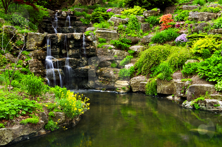 To use this stock image in your creative project, please select the size you need over to the right and click the "Add to Cart" button.
Your downloaded image will come with the Cutcaster watermark removed so don’t worry about the watermark you see on this page. Cascading waterfall and pond stock photo, Cascading waterfall and pond in japanese garden by Elena Elisseeva