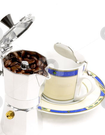 To use this stock image in your creative project, please select the size you need over to the right and click the "Add to Cart" button.
Your downloaded image will come with the Cutcaster watermark removed so don’t worry about the watermark you see on this page. Mocha coffee machine and cup stock photo, Mocha coffee machine and cup on white background by Francesco Perre