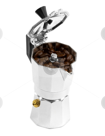 To use this stock image in your creative project, please select the size you need over to the right and click the "Add to Cart" button.
Your downloaded image will come with the Cutcaster watermark removed so don’t worry about the watermark you see on this page. Coffee beans and mocha machine stock photo, Coffee beans and mocha machine on white background by Francesco Perre