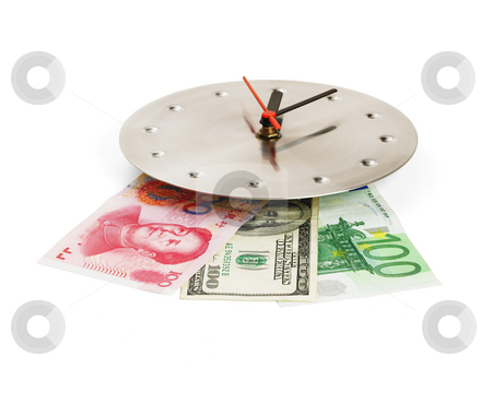 To use this stock image in your creative project, please select the size you need over to the right and click the "Add to Cart" button.
Your downloaded image will come with the Cutcaster watermark removed so don’t worry about the watermark you see on this page. Currency on a clock stock photo, Currency bills on a stainless steel clock clock isolated on white back ground by Francesco Perre