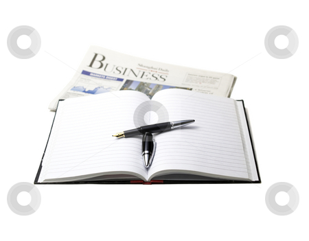 To use this stock image in your creative project, please select the size you need over to the right and click the "Add to Cart" button.
Your downloaded image will come with the Cutcaster watermark removed so don’t worry about the watermark you see on this page. Newspaper, pen and notebook stock photo, Newspaper, pen and notebook on white background by Francesco Perre