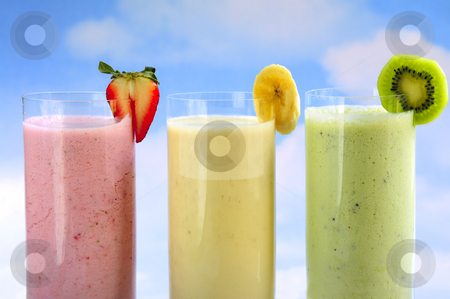 To use this stock image in your creative project, please select the size you need over to the right and click the "Add to Cart" button.
Your downloaded image will come with the Cutcaster watermark removed so don’t worry about the watermark you see on this page. Assorted fruit smoothies stock photo, Assorted fruit and berry smoothies on blue sky background by Elena Elisseeva