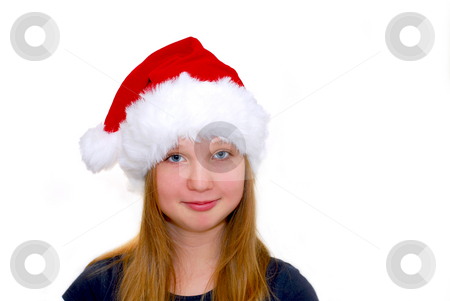 To use this stock image in your creative project, please select the size you need over to the right and click the "Add to Cart" button.
Your downloaded image will come with the Cutcaster watermark removed so don’t worry about the watermark you see on this page. Christmas girl stock photo, Portrait of a young girl wearing Santa's hat isolated on white background by Elena Elisseeva