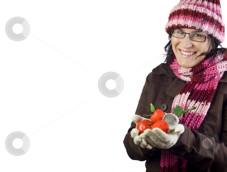 To use this stock image in your creative project, please select the size you need over to the right and click the "Add to Cart" button.
Your downloaded image will come with the Cutcaster watermark removed so don’t worry about the watermark you see on this page. Christmas girl ornaments stock photo, Christmas woman holding some beautiful xmas ornaments by Ivan Montero