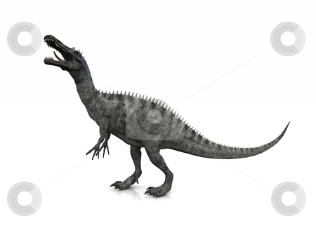 To use this stock image in your creative project, please select the size you need over to the right and click the "Add to Cart" button.
Your downloaded image will come with the Cutcaster watermark removed so don’t worry about the watermark you see on this page. Suchomimus stock photo, A Suchomimus poses on a slightly reflective floor. by Allan Tooley