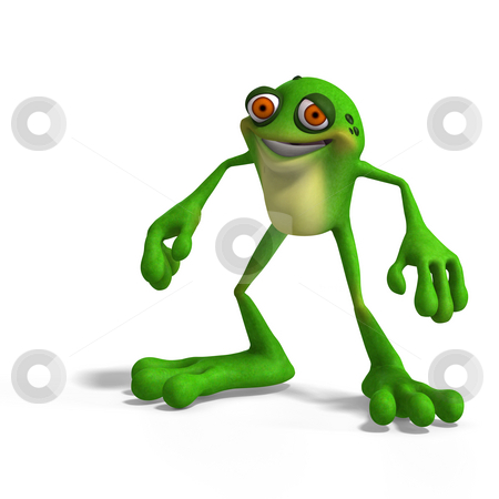 To use this stock image in your creative project, please select the size you need over to the right and click the "Add to Cart" button.
Your downloaded image will come with the Cutcaster watermark removed so don’t worry about the watermark you see on this page. Crazy Toad stock photo, Cartoon Frog with funny Face
contains Clipping Path by Ralf Kraft