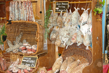To use this stock image in your creative project, please select the size you need over to the right and click the "Add to Cart" button.
Your downloaded image will come with the Cutcaster watermark removed so don’t worry about the watermark you see on this page. Wurst und Schinken auf dem Markt in Les Vans stock photo, Wurst und Schinken auf dem Markt in Les Vans by Wolfgang Heidasch