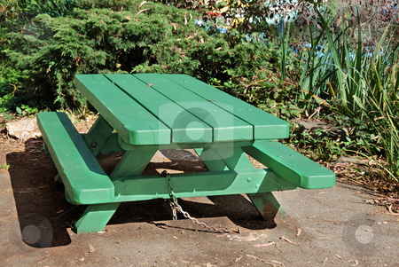 To use this stock image in your creative project, please select the size you need over to the right and click the "Add to Cart" button.
Your downloaded image will come with the Cutcaster watermark removed so don’t worry about the watermark you see on this page. Picnic Table stock photo, Green picnic table on a sunny day by Denis Radovanovic