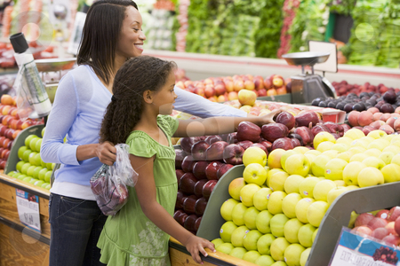 To use this stock image in your creative project, please select the size you need over to the right and click the "Add to Cart" button.
Your downloaded image will come with the Cutcaster watermark removed so don’t worry about the watermark you see on this page. Mother and daughter in produce section stock photo, Mother and daughter in supermarket produce section by Monkey Business Images